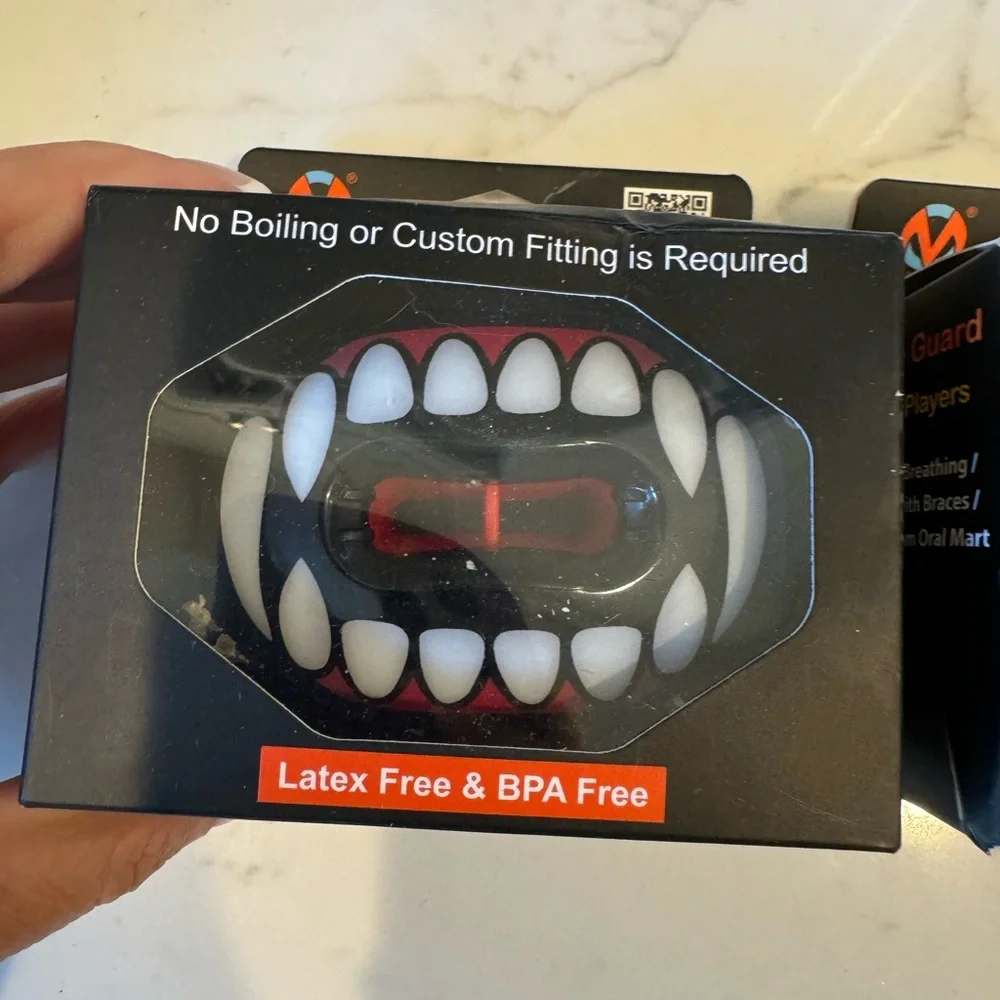 NWT Set 2 Mouthguards Oral Mart Flag Football Lacrosse Vampire Fangs Black